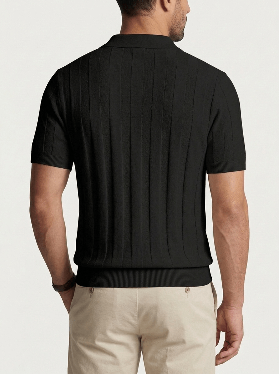 Men's Ribbed Knit Polo Shirt
