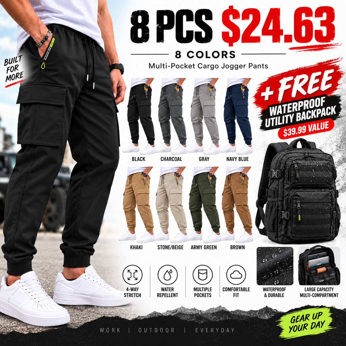 Men's Multi-Pocket Cargo Jogger Pants