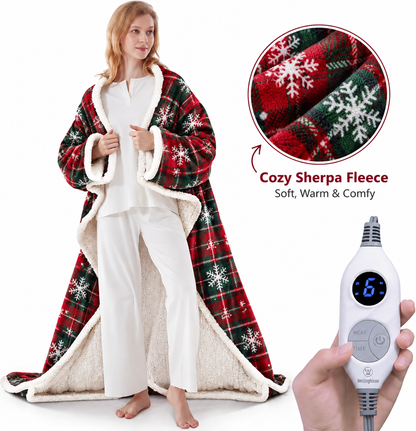 Wearable Heated Blanket with Foot Pocket & Auto Shut-Off
