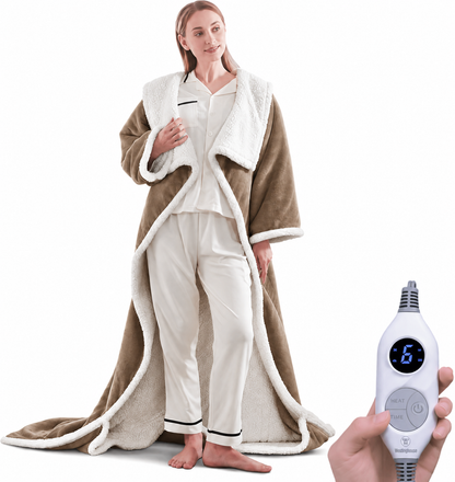 Wearable Heated Blanket with Foot Pocket & Auto Shut-Off