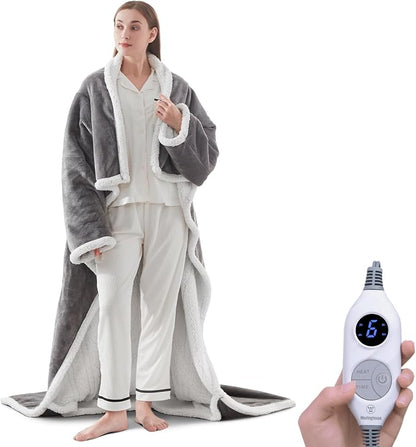 Wearable Heated Blanket with Foot Pocket & Auto Shut-Off
