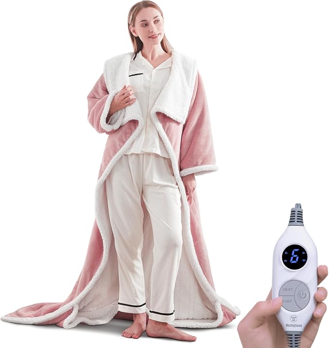 Wearable Heated Blanket with Foot Pocket & Auto Shut-Off