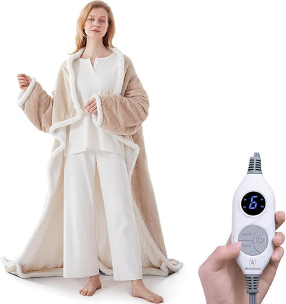 Wearable Heated Blanket with Foot Pocket & Auto Shut-Off