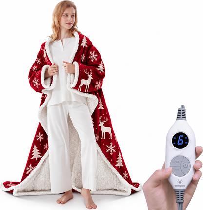 Wearable Heated Blanket with Foot Pocket & Auto Shut-Off