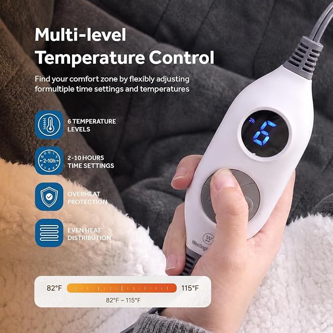 Wearable Heated Blanket with Foot Pocket & Auto Shut-Off