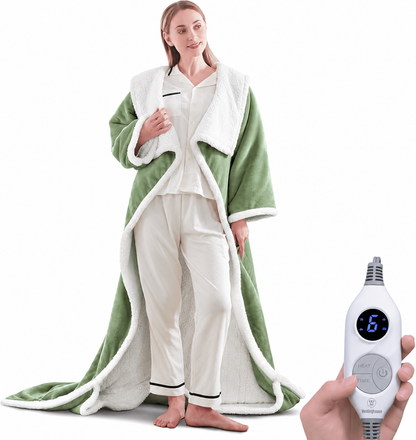 Wearable Heated Blanket with Foot Pocket & Auto Shut-Off