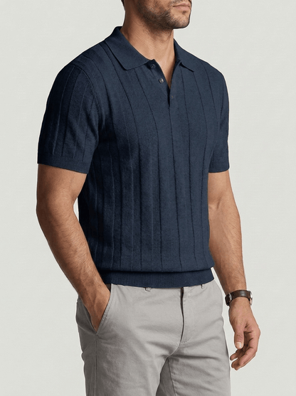 Men's Ribbed Knit Polo Shirt