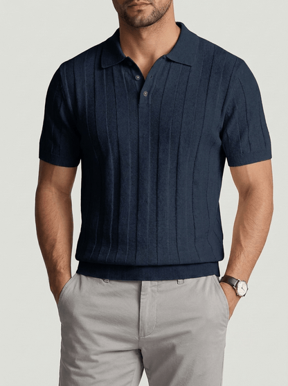 Men's Ribbed Knit Polo Shirt