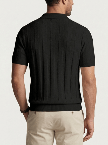 Men's Ribbed Knit Polo Shirt