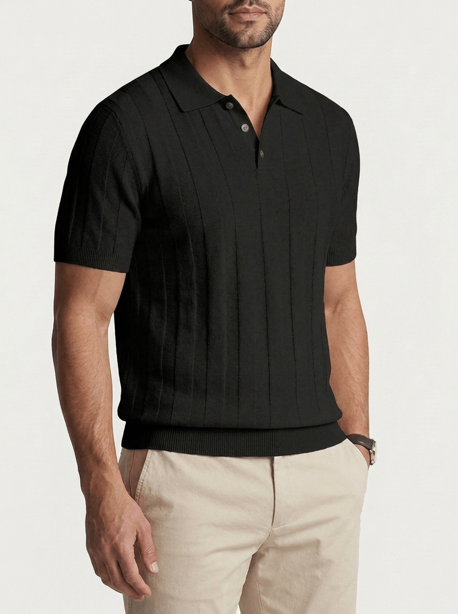Men's Ribbed Knit Polo Shirt