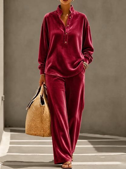 Women's Velvet Two-Piece Lounge Set