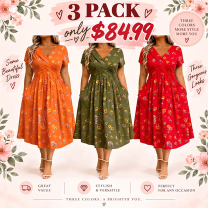 Women's Floral V-Neck Wrap Dress