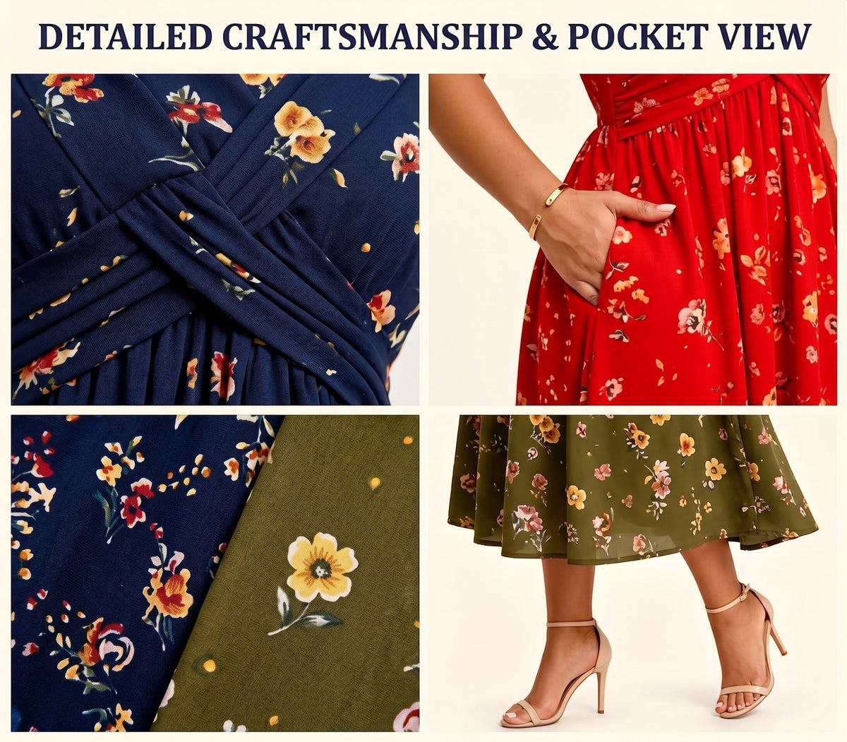 Women's Floral V-Neck Wrap Dress