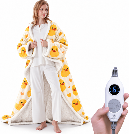 Wearable Heated Blanket with Foot Pocket & Auto Shut-Off