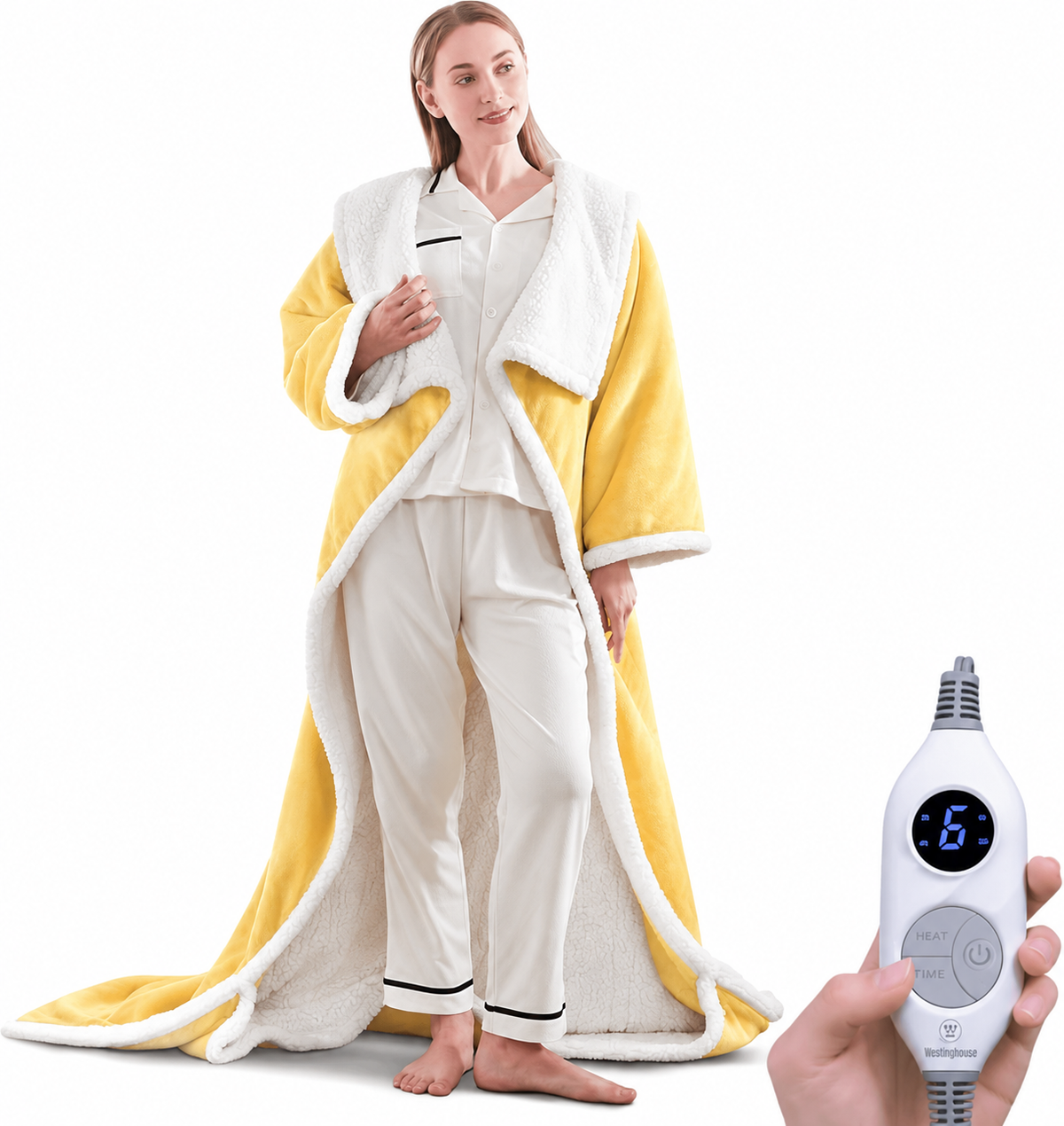 Wearable Heated Blanket with Foot Pocket & Auto Shut-Off