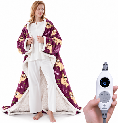Wearable Heated Blanket with Foot Pocket & Auto Shut-Off