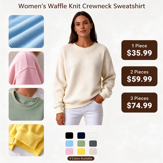 Women's Waffle Knit Crewneck Sweatshirt