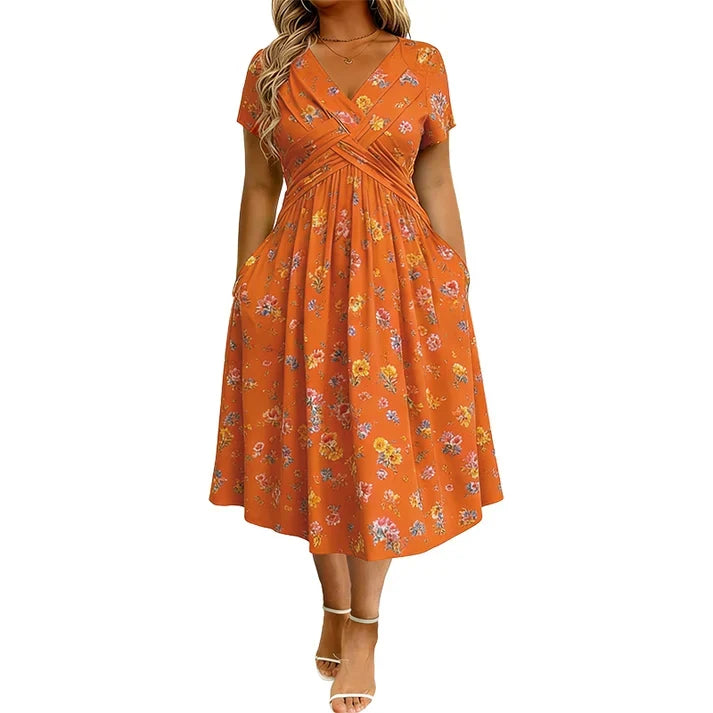 Women's Floral V-Neck Wrap Dress