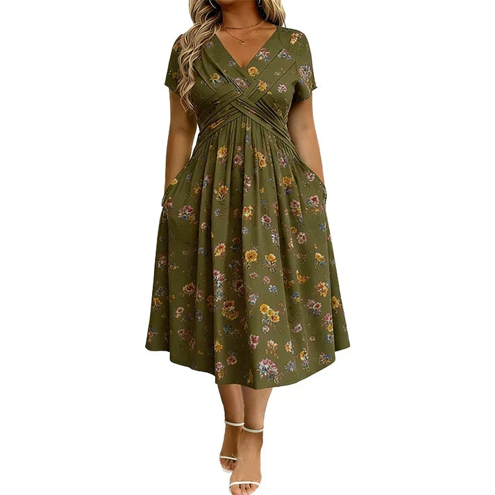 Women's Floral V-Neck Wrap Dress