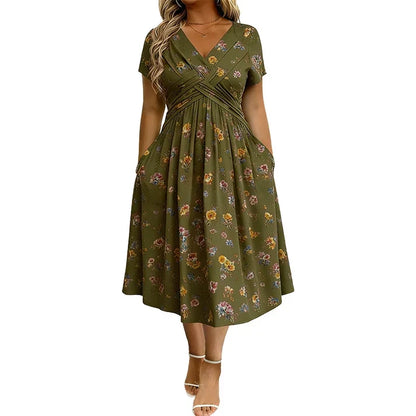 Women's Floral V-Neck Wrap Dress