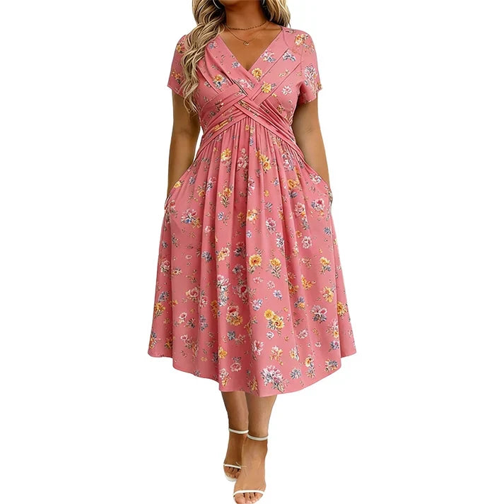Women's Floral V-Neck Wrap Dress