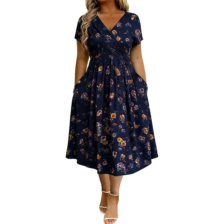 Women's Floral V-Neck Wrap Dress