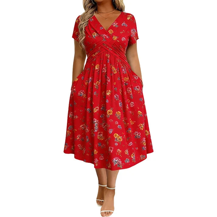 Women's Floral V-Neck Wrap Dress